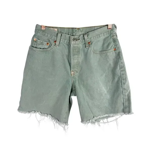 Levi's 501 90's Shorts Womens 27 Green Cut Off Button Fly 7