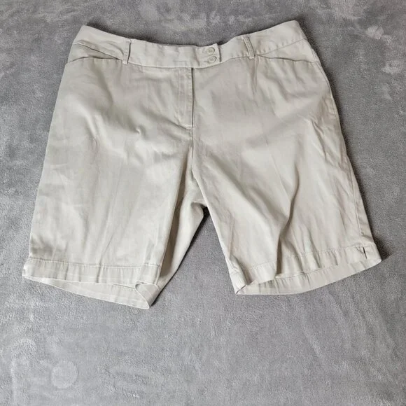 George Womens Shorts 18 Plus Beige Zip Fly London Fit Lightweight Casual B12E