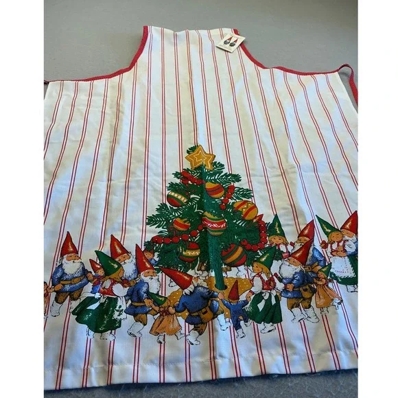 Barth‎ & Dreyfuss Vintage 70s Gnomes Christmas Apron Rien Poortvliet OS NWT