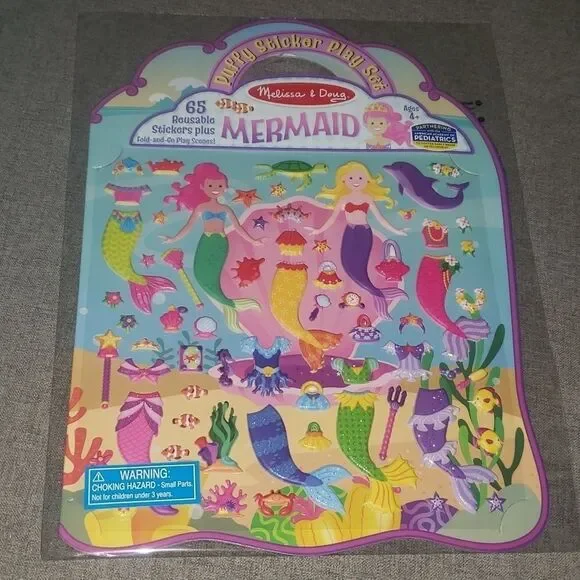 Melissa & Doug toy kids 4+ home mermaid puffy‎ stickers + play scenes