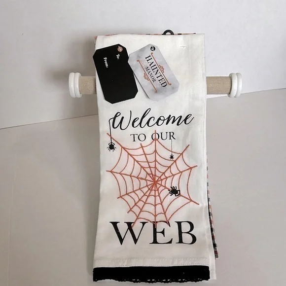 Adorable Welcome to our Web Halloween hand Towels