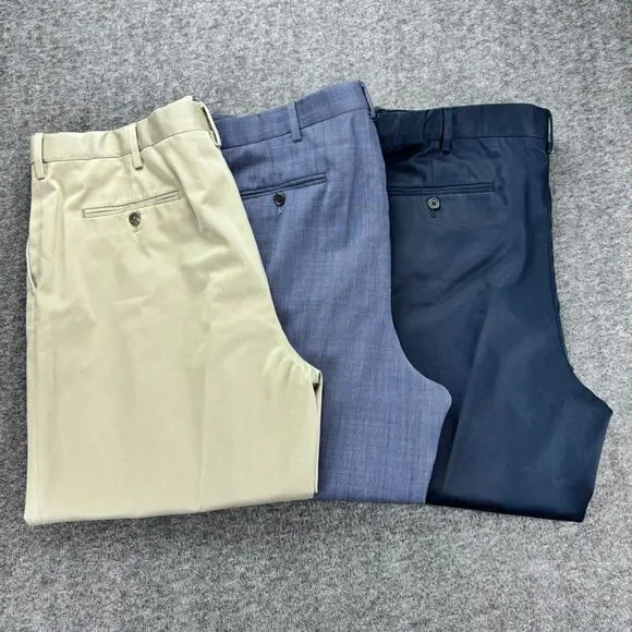 Lands’ End Men’s Dress Pants Lot of 3 Size 40 Classic Traditional Flat Front
