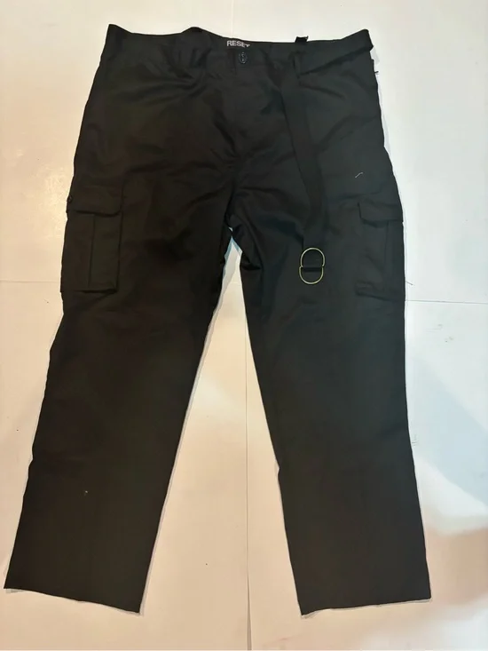 RESET Fashion Mens Cargo Pants 46x32 Black Multi Pocket Utility Belt NWT