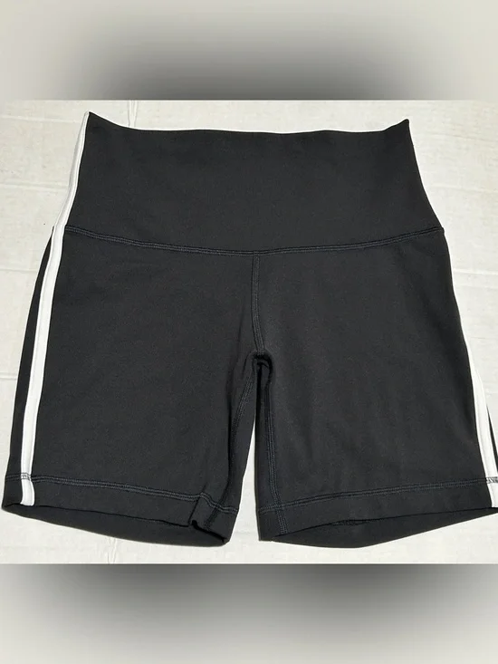 lululemon athletica Black Bike Shorts with White Side Stripe