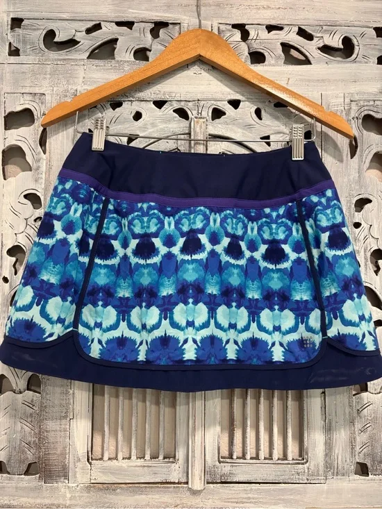 Title Nine Nimblene Blue Geometric Skirt Skort Size S