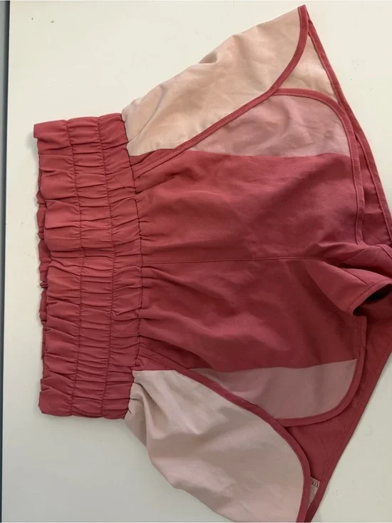 Women's Two-Tone Pink Athletic Shorts with Elastic Waist