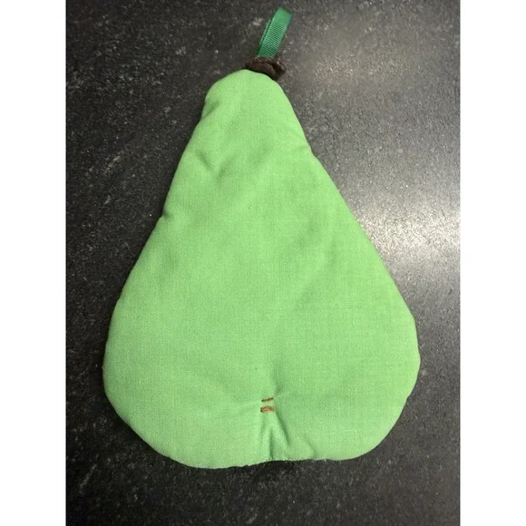 Vtg Handmade Pear Shaped Fabric Pot‎ Holder Trivet Green Kitchen Decor 8.5 Inch