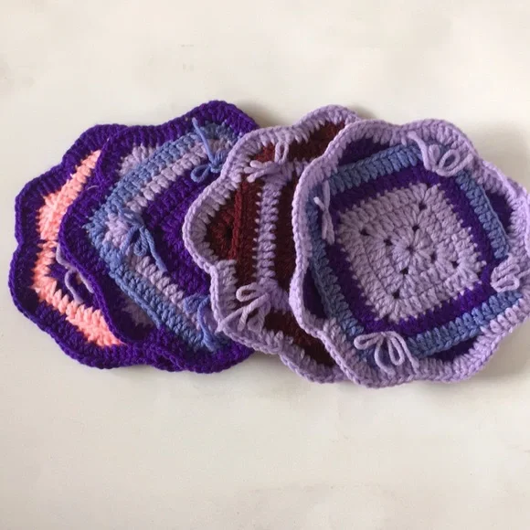 🐠 4 Handcrafted yarn pot holder/trivet/decoration