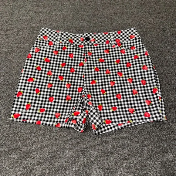 Bagatelle Collection Strawberry Gingham Shorts Black White Red Sz 6 Cottagecore