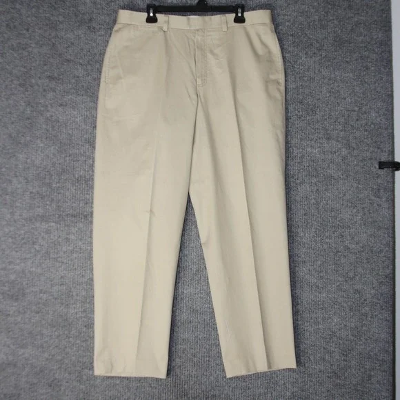 LL Bean Natural Fit Chino Pants‎ Mens 36 Beige Khaki Cotton Trousers 262553