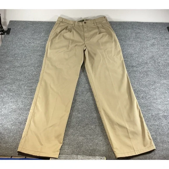 Eddie Bauer Pants Mens 36T Tall Relaxed Fit Khaki Wrinkle Stain Resistant Work N