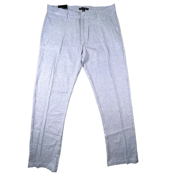 Saks Fifth Avenue Pants Mens 32x32 Light Blue Linen Flat Front Straight Trousers