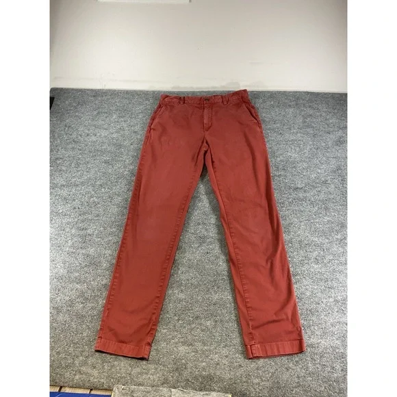 Brooks Brothers Red Fleece Chino Pants Men's 33x34 Red Straight Fit Stretch Casu