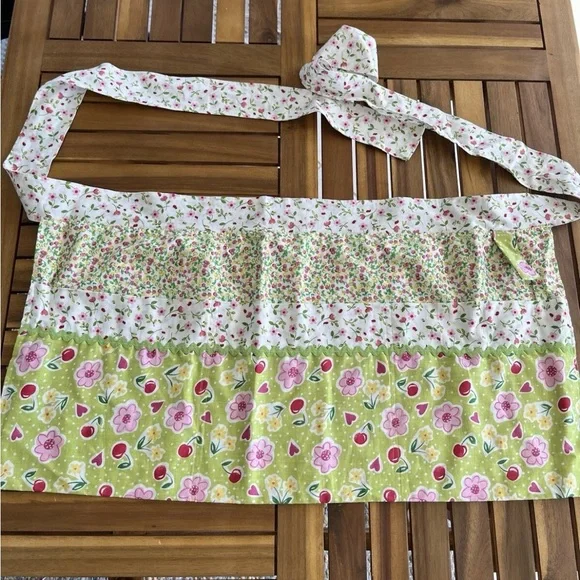Ladybug Heart Cherry Heart Waist Apron Retro 50s 60s Pink Yellow Green Pockets