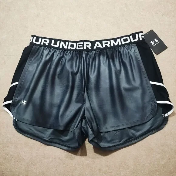 Under Armour 2.0 Black Athletic Shorts Moisture-Wicking Performance -H