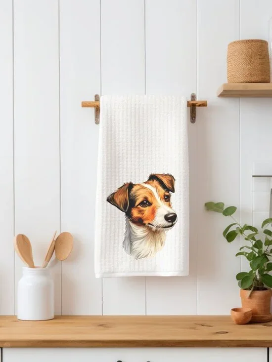 Jack Russell Terrier Waffle Weave Decorative Kitchen Tea Towel