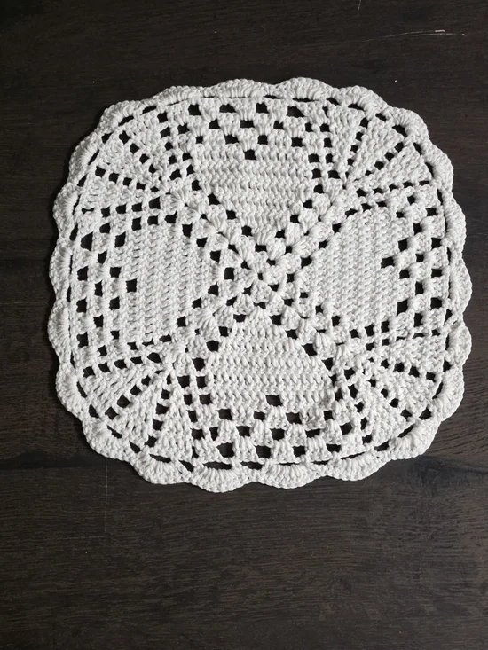 Hand-Crocheted White Doily - Home Bath Accent