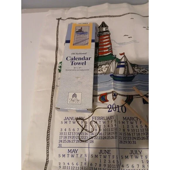 Kay Dee Designs   Sea  Lighthouse Sailboat  Linen Calendar Towel  W Box  2010