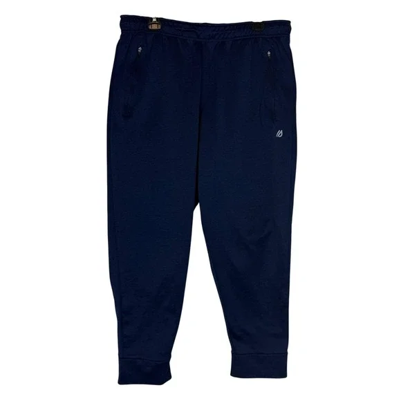 Eddie Bauer Pants Mens Large Blue Fleece Joggers Zip Pocket Athletic Stretch