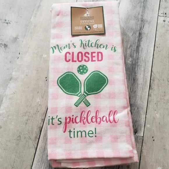 NWT - Mom's Kitchen is Closed it's Pickleball Time!  Kitchen Towels Set of 3
