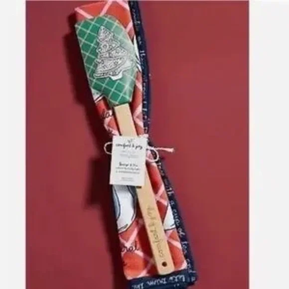 NWT Anthropologie George & Viv  Christmas Tea Towel And Spatula Bundle
