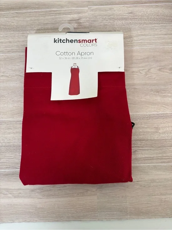 Kitchen Smart Red Adjustable Cotton Apron