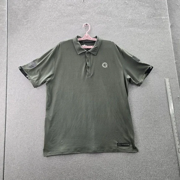 Georgetown Hoyas‎ Men Polo XL Green OHT Military Appreciation Logo Short Sleeve