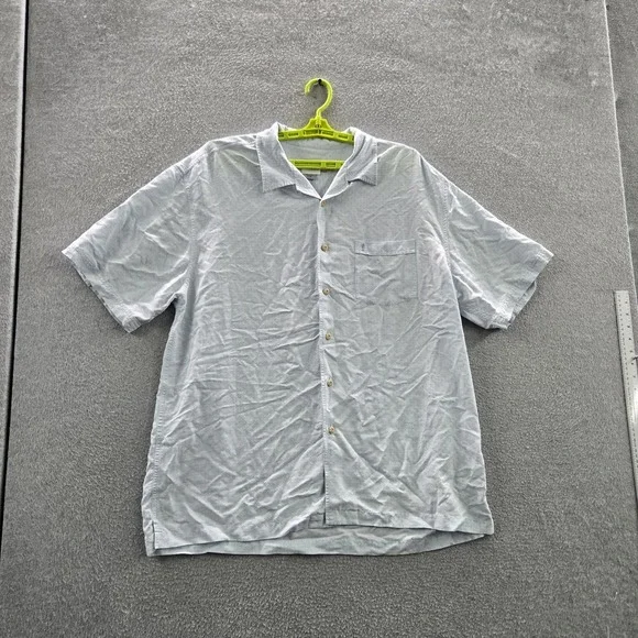 Quiksilver Edition Men Button Up Shirt XL Blue Geometric Short Sleeve‎