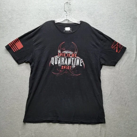 Grunt Style Men Shirt 2XL Black Graphic‎ Print Flag Biohazard Logo Short