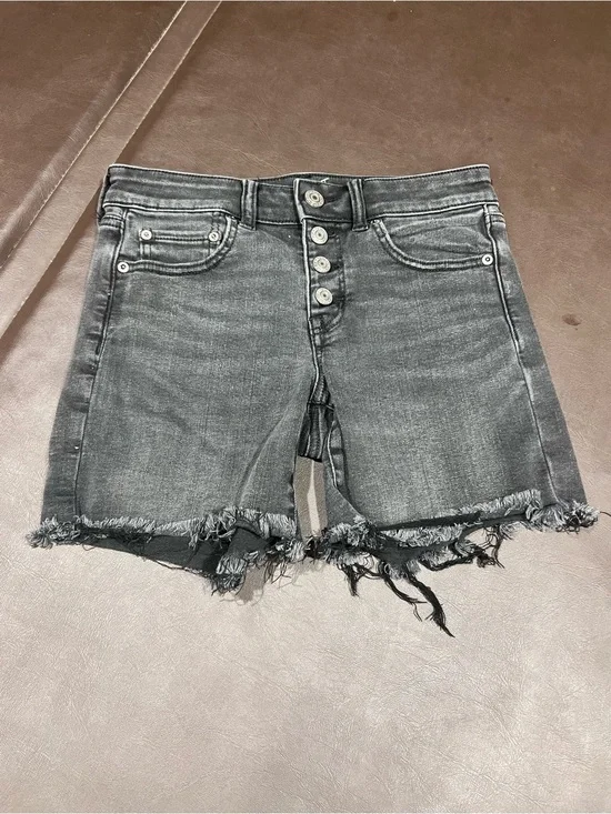 American Eagle Outfitters black denim shorts with button detail