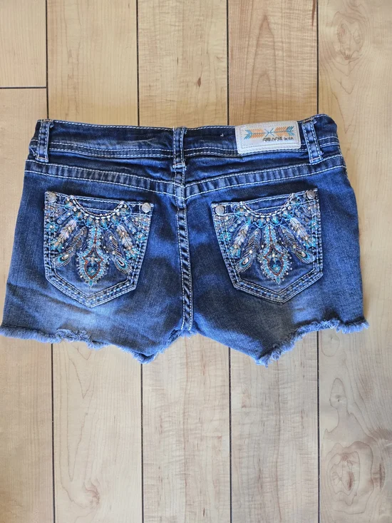 Grace Blue Embellished Denim Shorts