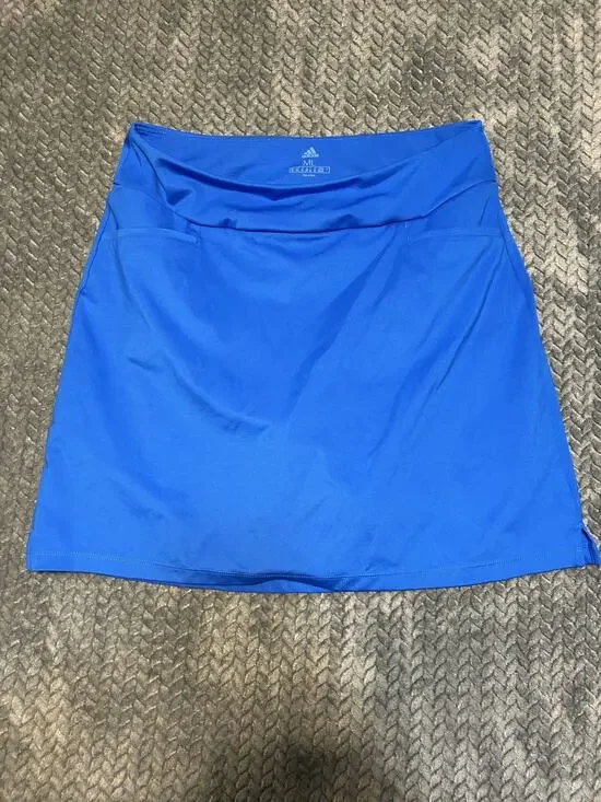 Adidas Tennis Skort Women's ML Blue 4-Way Stretch Athletic High Waisted Pull On
