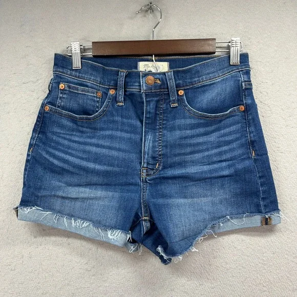 Madewell Denim Shorts Women 28 Blue Jorts High Rise Frayed Raw Hem Cutoff Summer