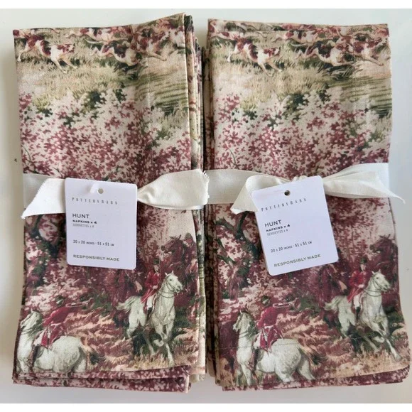 8 Pottery Barn Hunt 100% Cotton Napkins, 20