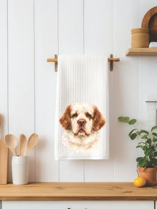 Clumber Spaniel Dog Waffle Weave Decorative Kitchen Tea Towel