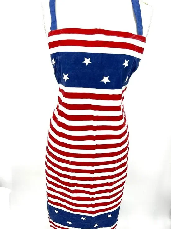 Vintage Kitchen Apron Patriotic Full Length Flag Print