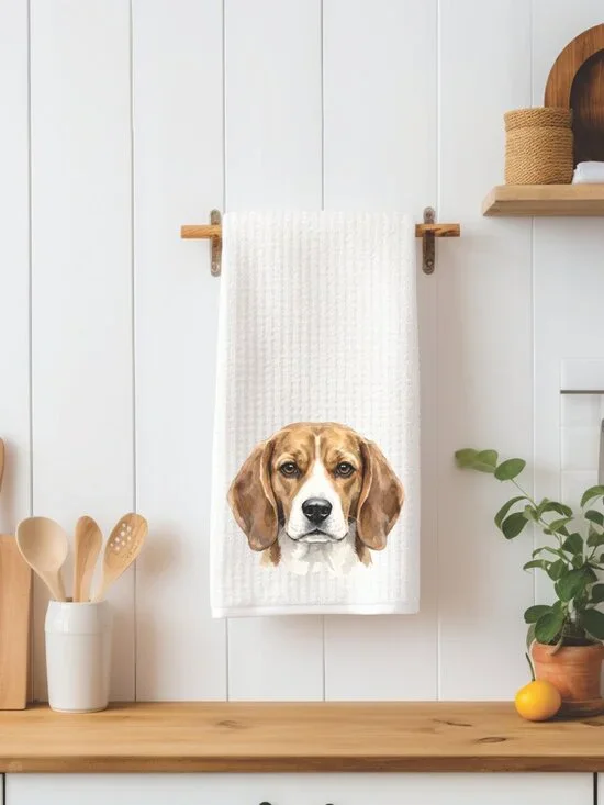 Beagle Dog Waffle Weave Decorative Kitchen Tea Towel