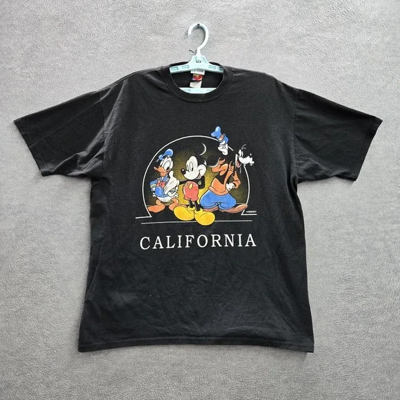 VINTAGE Mickey Unlimited By Velva Sheen Men XL Shirt Black California Disneyland