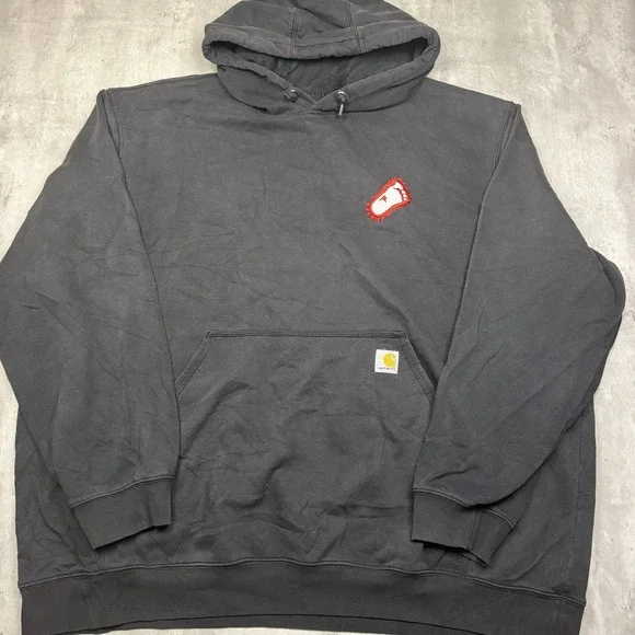 Carhartt Loose Fit Hoodie Hooded Sweatshirt Gray 3XL Logo Loose Fit Patch USA