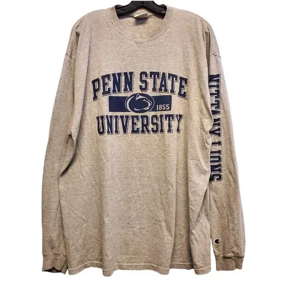 PENN STATE NITTANY LIONS Shirt Mens XXL Gray Spell Out CHAMPION College Football
