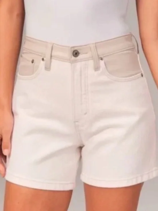 A&F Faux Leather and Denim High Rise Dad Shorts‎ Sz 32