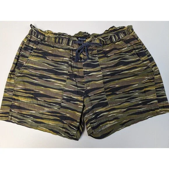 Madewell Size S Camo Print Shorts Drawstring Lightweight Pockets Elastic Waist