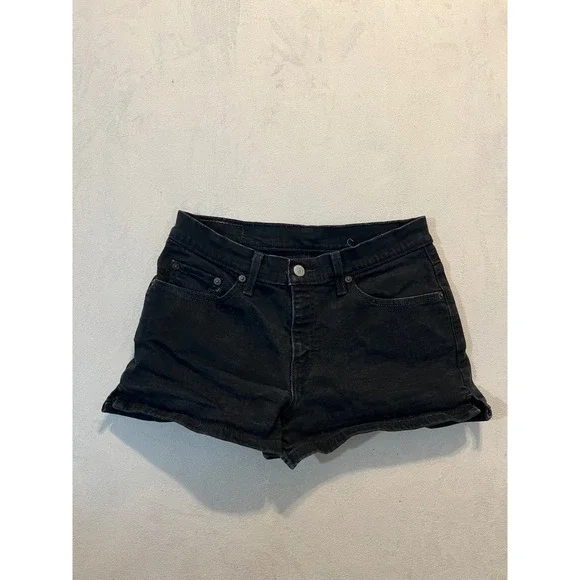 Levis Black Denim Shorts Womens Size 9 JR Stretch Low Mid Rise 5 Pocket 0341