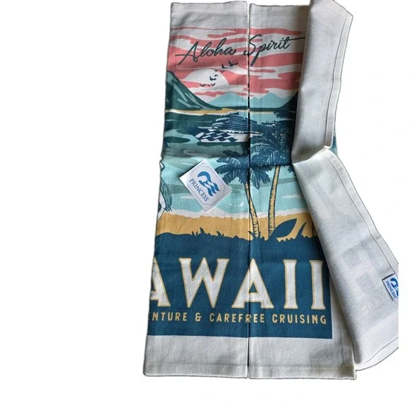 Princess Cruise Lines Hawaii Souvenir Tea Towels Set of 2 NWT Tropical Kitchen