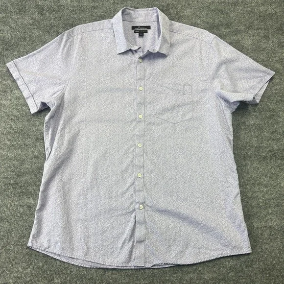 Marc Anthony Mens Purple Floral Slim Fit‎ Short Sleeve Button-Down Shirt XL