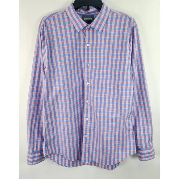 Bonobos Plaid Slim Fit Shirt Men's L Multicolor Versatile Business Casual