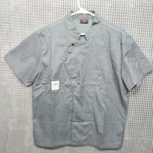 Chef Coat Xiyin Mens Asymmetrical Mesh Back Uniform Large Grey