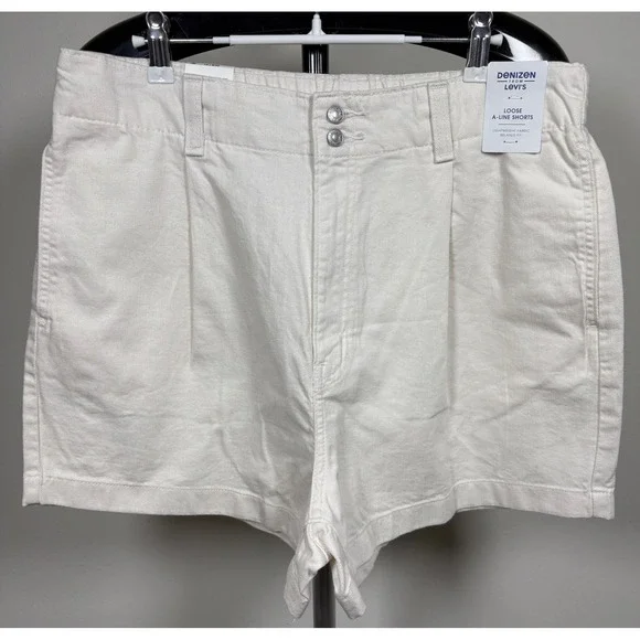 Denizen from Levis Womens Loose A-Line Shorts White High Rise Cotton 10 W30 NWT