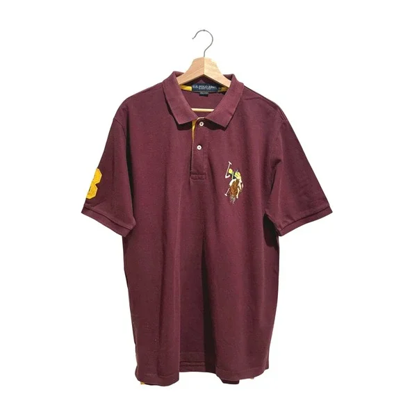 Y2K US Polo‎ Assn Mens Maroon Short Sleeve Polo Shirt Size XL
