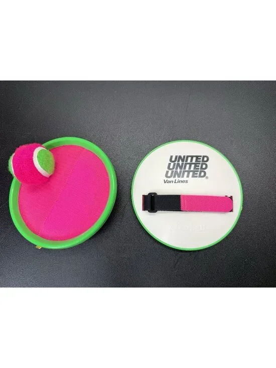 Vintage 90s Toss & Catch Ball Set Neon Pink & Green Retro Flying Saucer Promo Ad